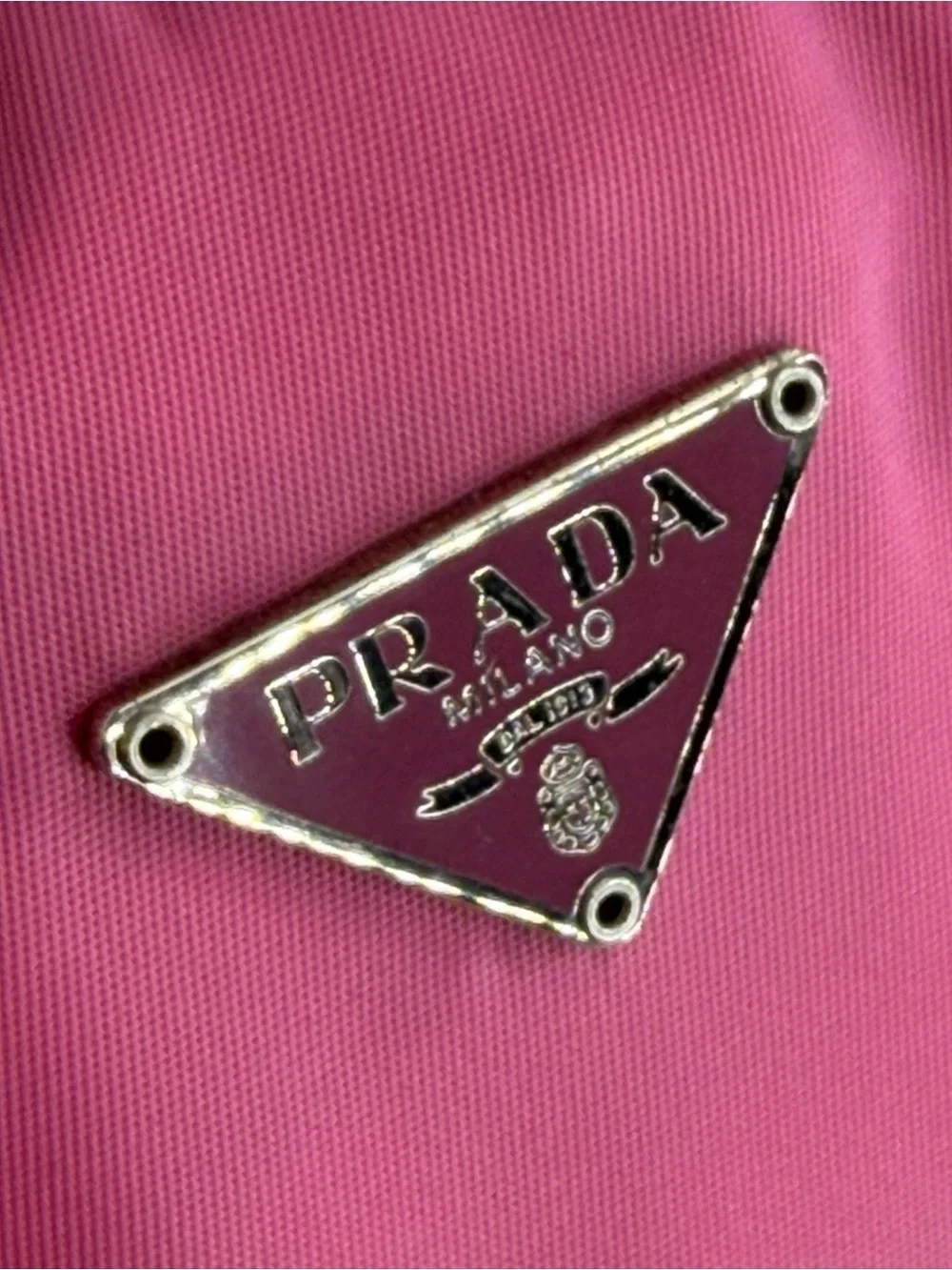 Prada Hot Pink Nylon Cosmetic Pouch with Triangle Logo